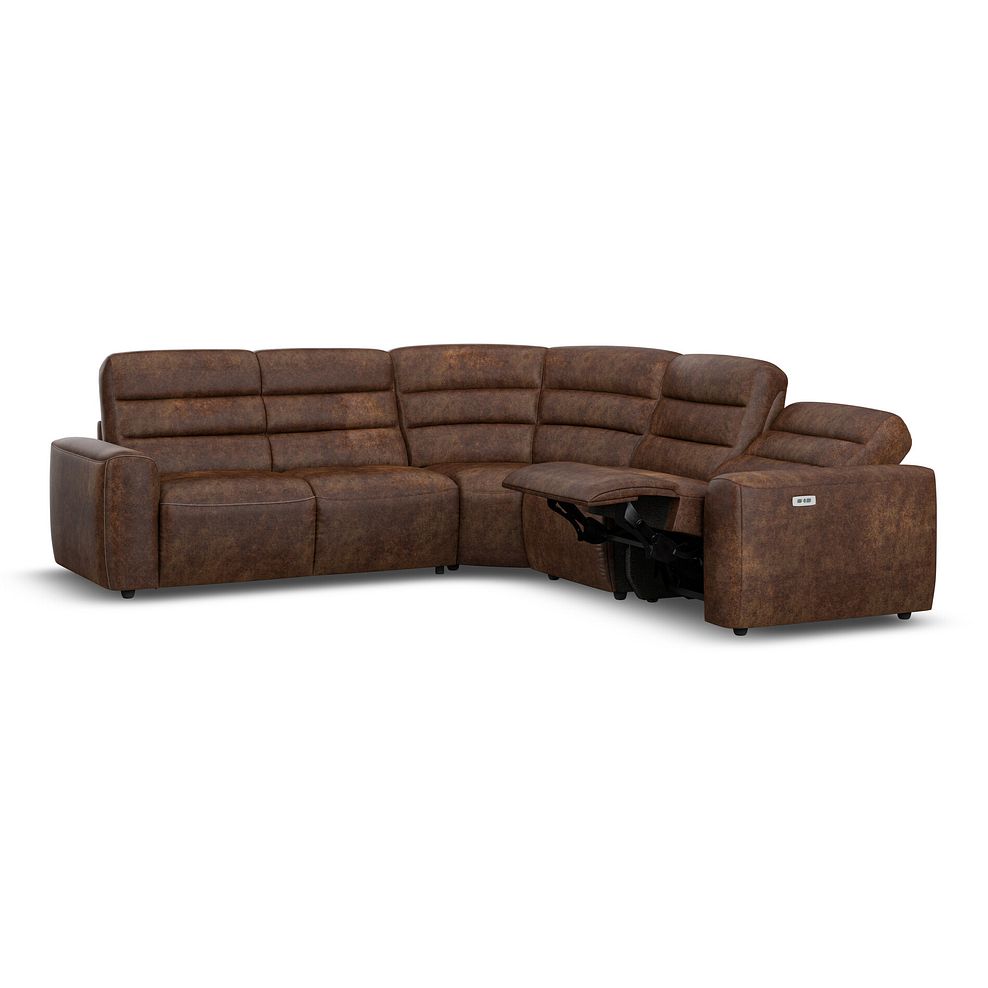 Cohen Large Corner Electric Recliner with Left Hand Sofa Bed in Ranch Dark Brown Fabric 4
