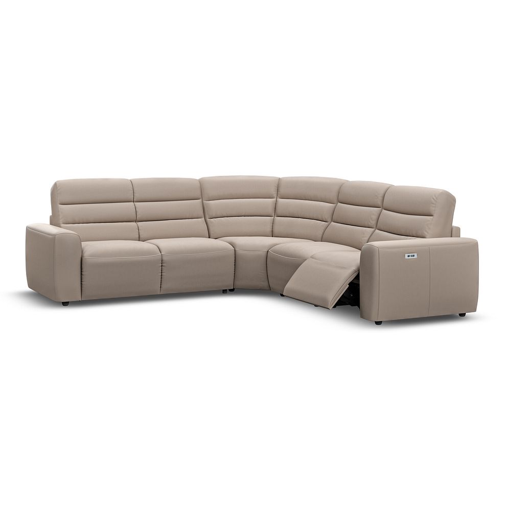 Cohen Large Corner Electric Recliner with Left Hand Sofa Bed in Virgo Buff Leather 3