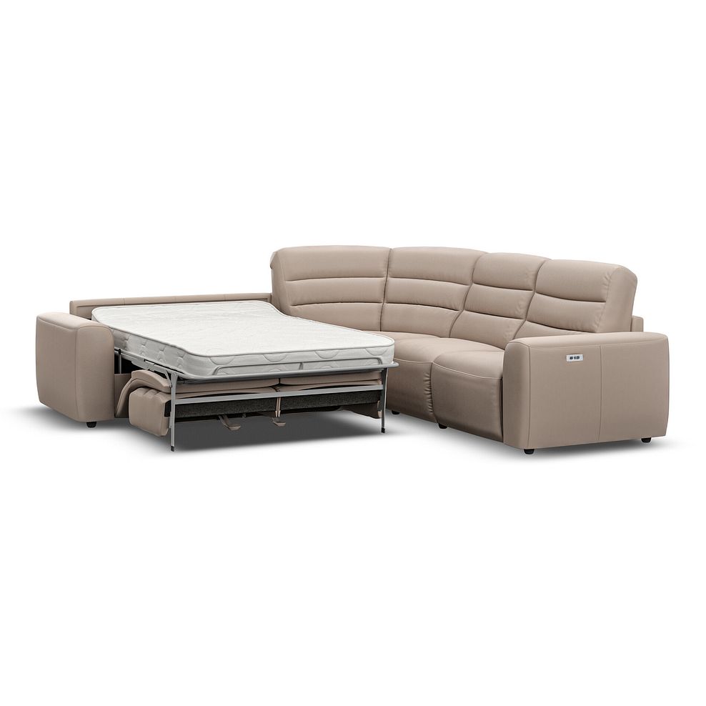 Cohen Large Corner Electric Recliner with Left Hand Sofa Bed in Virgo Buff Leather 1