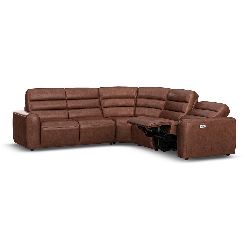 Cohen Large Corner Electric Recliner with Left Hand Sofa Bed in Virgo Chestnut Leather 4