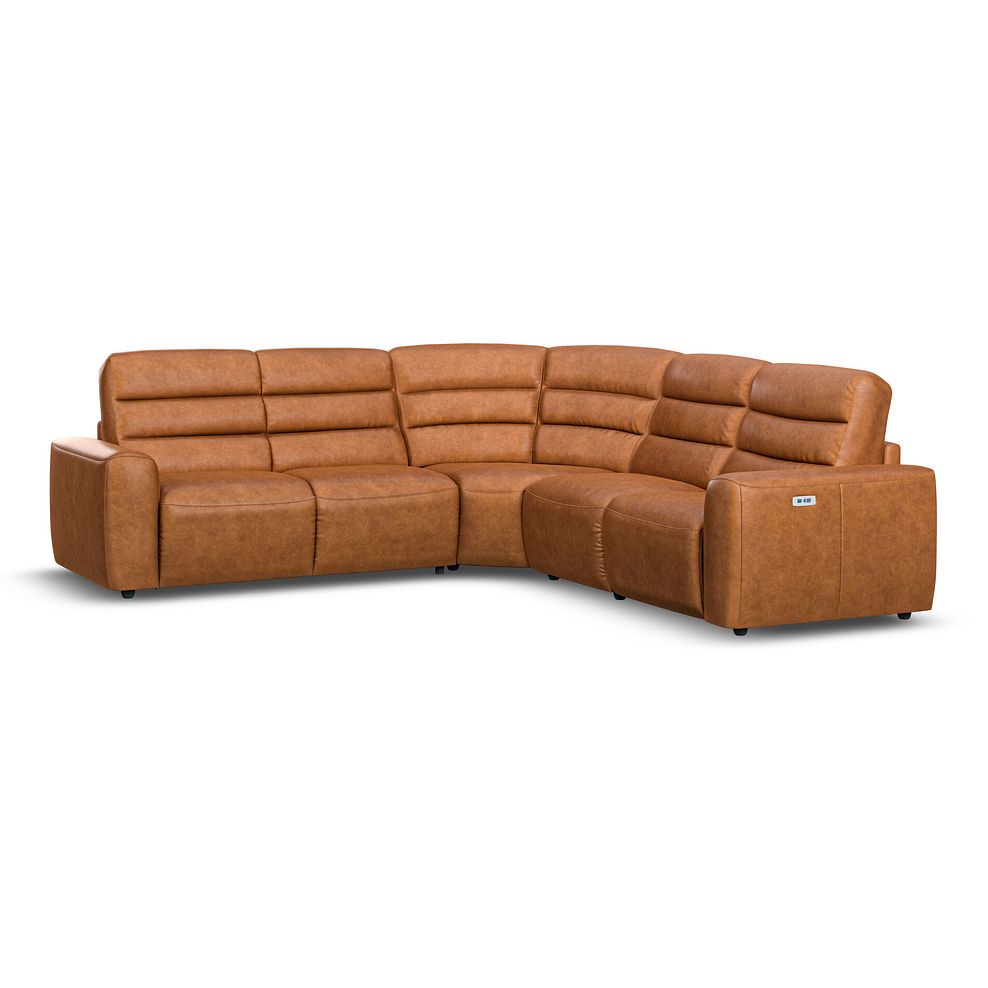 Cohen Large Corner Electric Recliner with Left Hand Sofa Bed in Virgo Cognac Leather 2
