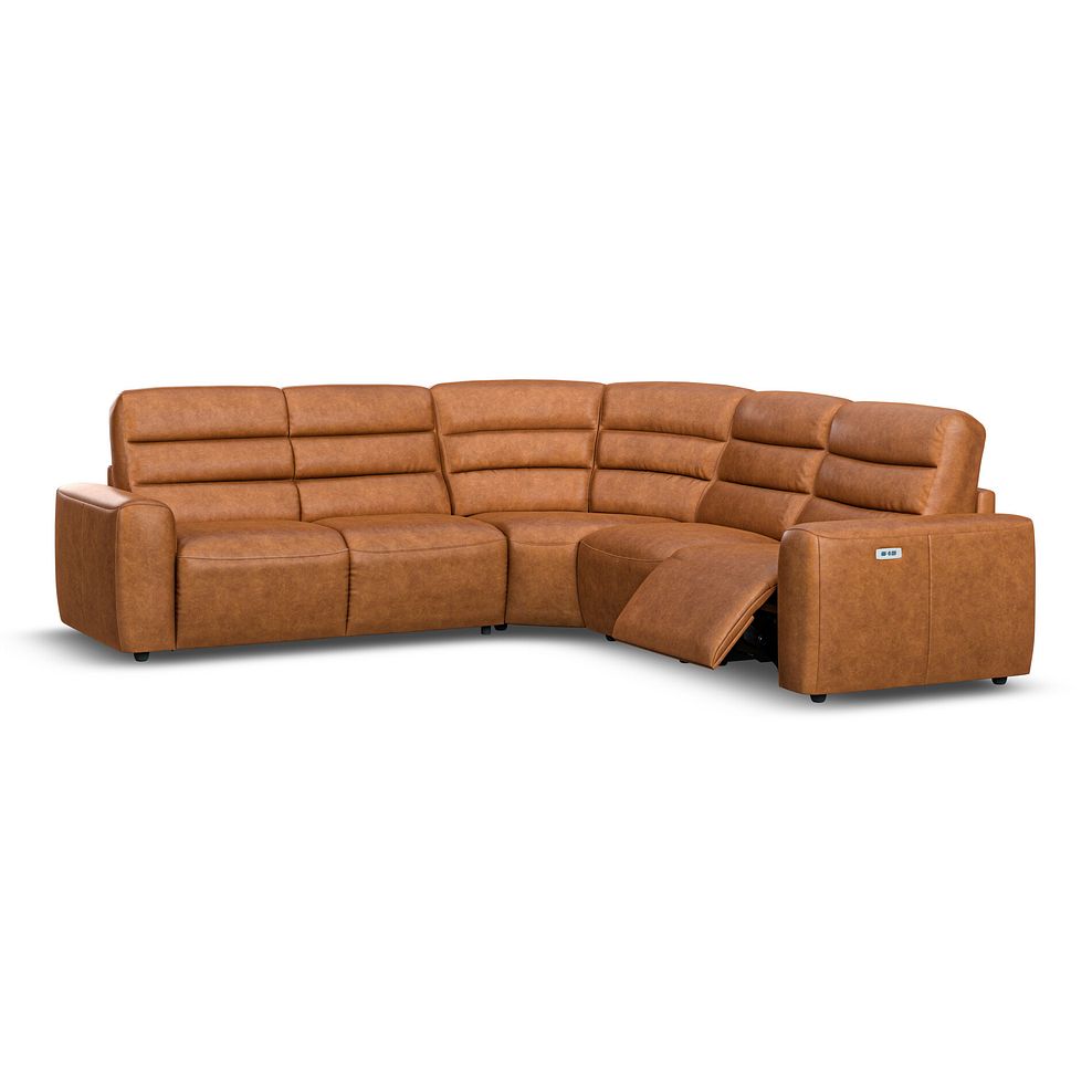 Cohen Large Corner Electric Recliner with Left Hand Sofa Bed in Virgo Cognac Leather 3