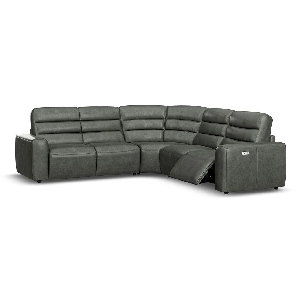 Cohen Large Corner Electric Recliner with Left Hand Sofa Bed in Virgo Lead Leather 3