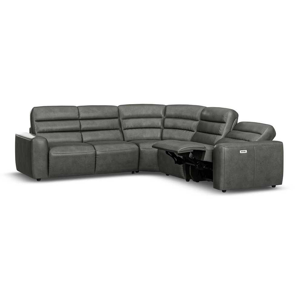 Cohen Large Corner Electric Recliner with Left Hand Sofa Bed in Virgo Lead Leather 4