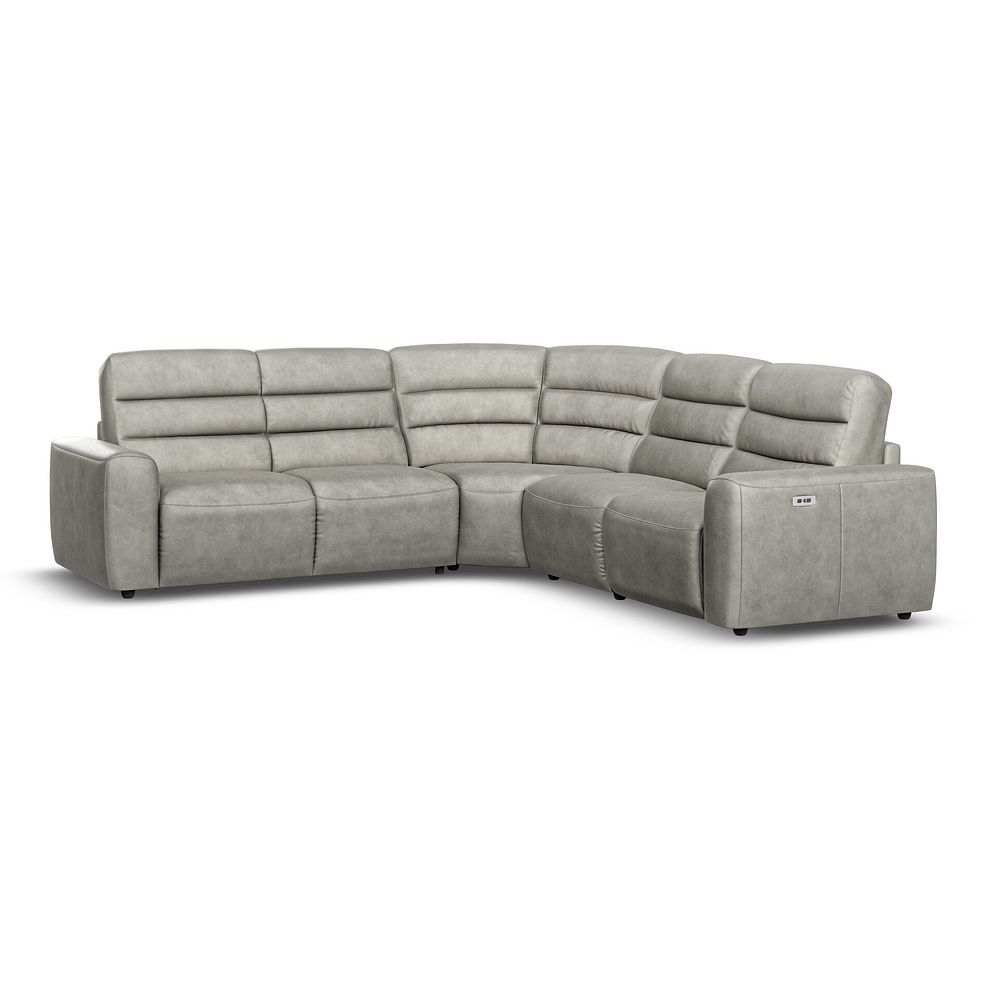 Cohen Large Corner Electric Recliner with Left Hand Sofa Bed in Virgo Platinum Leather 2