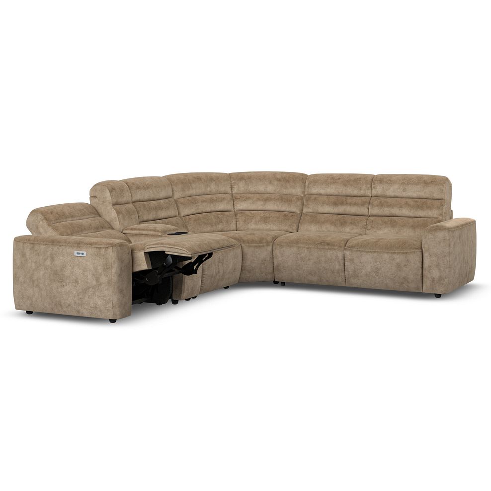 Cohen Large Corner Electric Recliner with Right Hand Sofa Bed and Console in Dapple Taupe Fabric 4