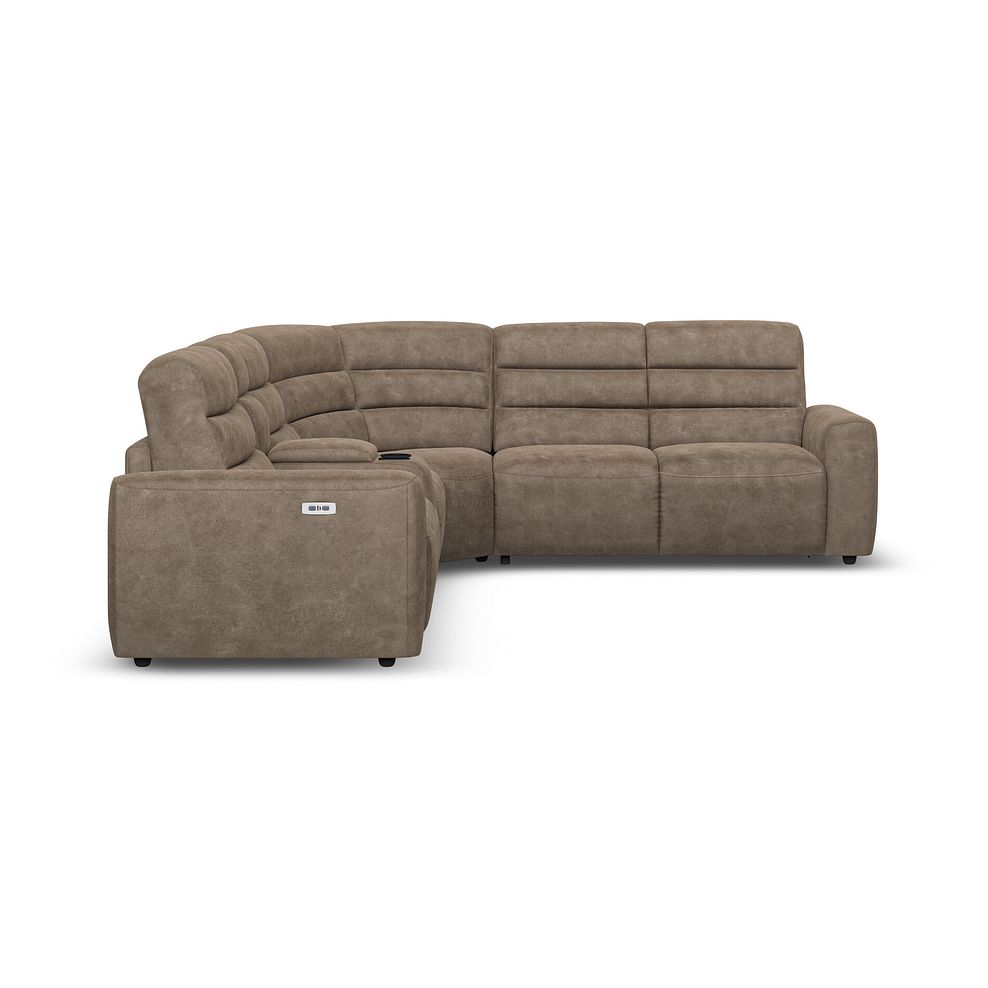 Cohen Large Corner Electric Recliner with Right Hand Sofa Bed and Console in Miller Earth Brown Fabric 5
