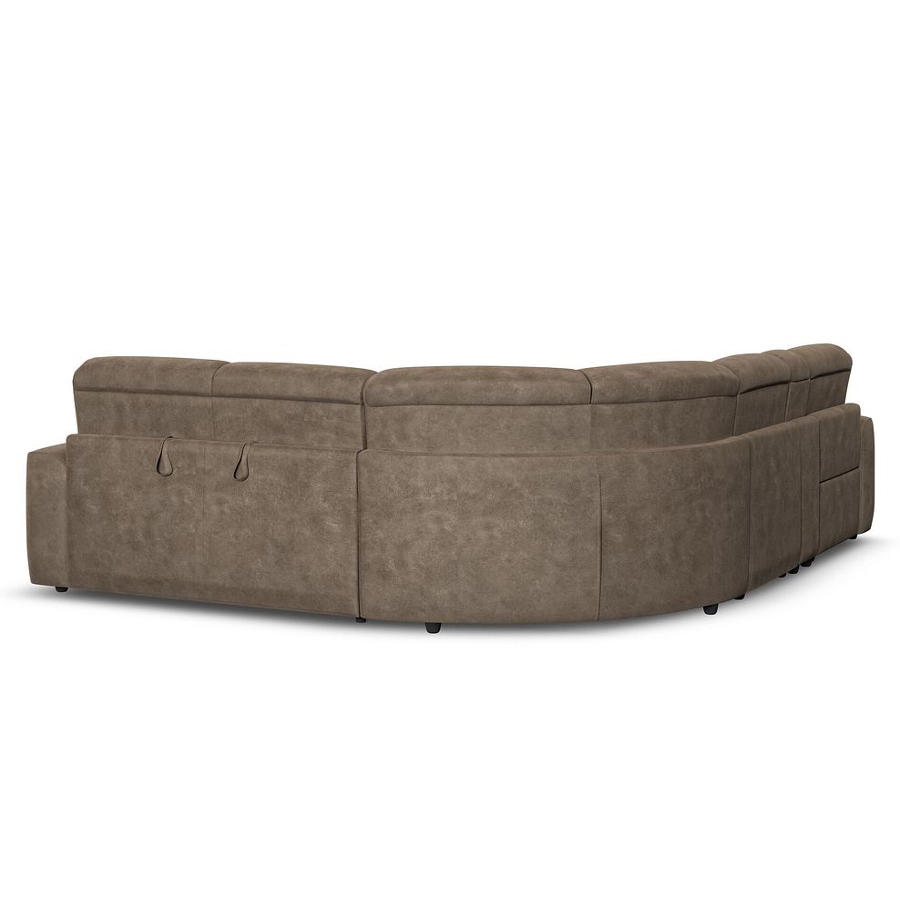 Cohen Large Corner Electric Recliner with Right Hand Sofa Bed and Console in Miller Earth Brown Fabric 6