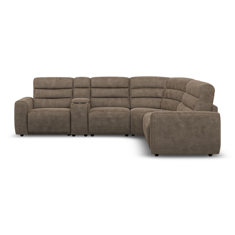 Cohen Large Corner Electric Recliner with Right Hand Sofa Bed and Console in Miller Earth Brown Fabric 7