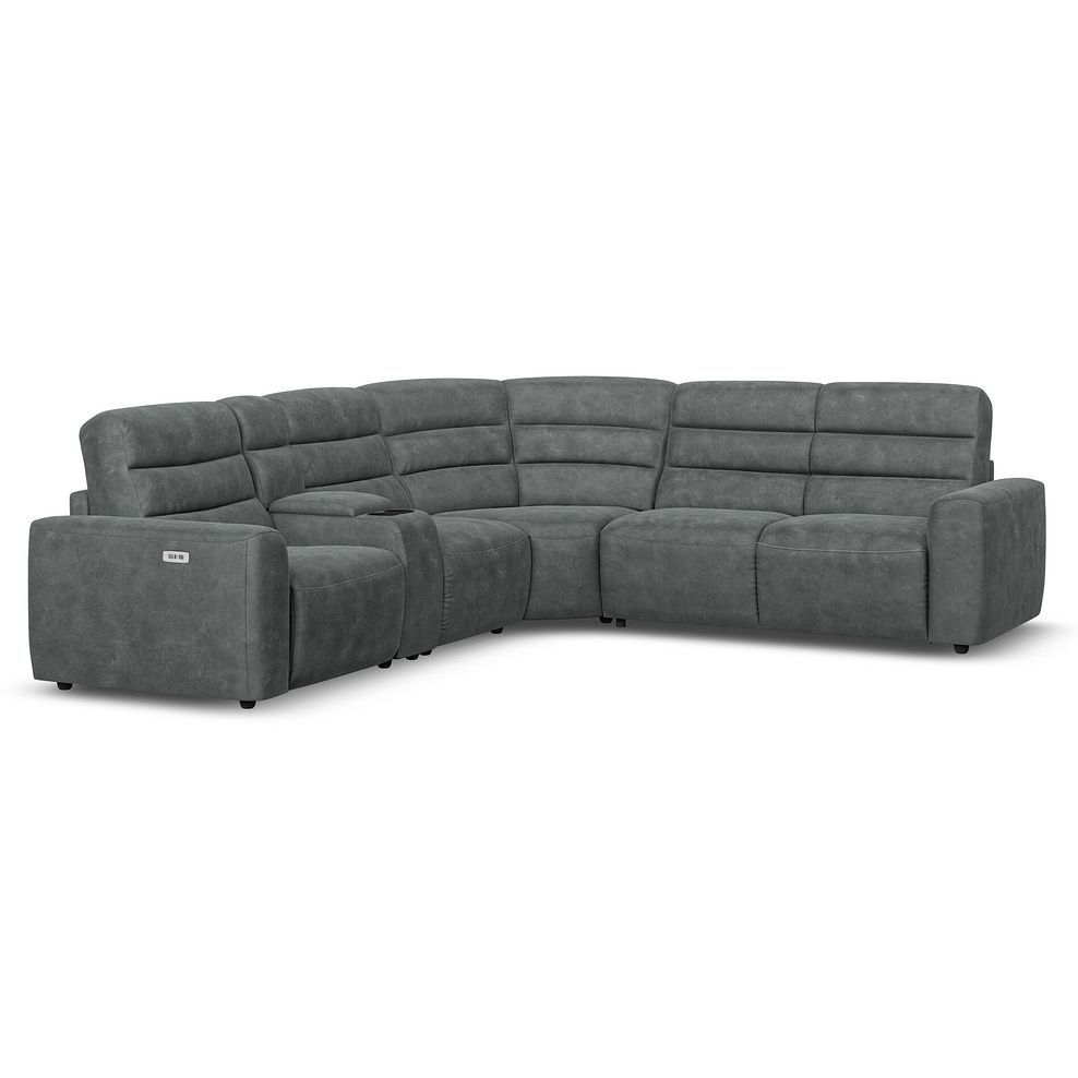 Cohen Large Corner Electric Recliner with Right Hand Sofa Bed and Console in Miller Grey Fabric 2