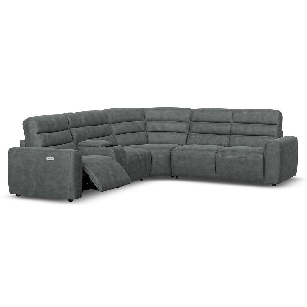 Cohen Large Corner Electric Recliner with Right Hand Sofa Bed and Console in Miller Grey Fabric 3
