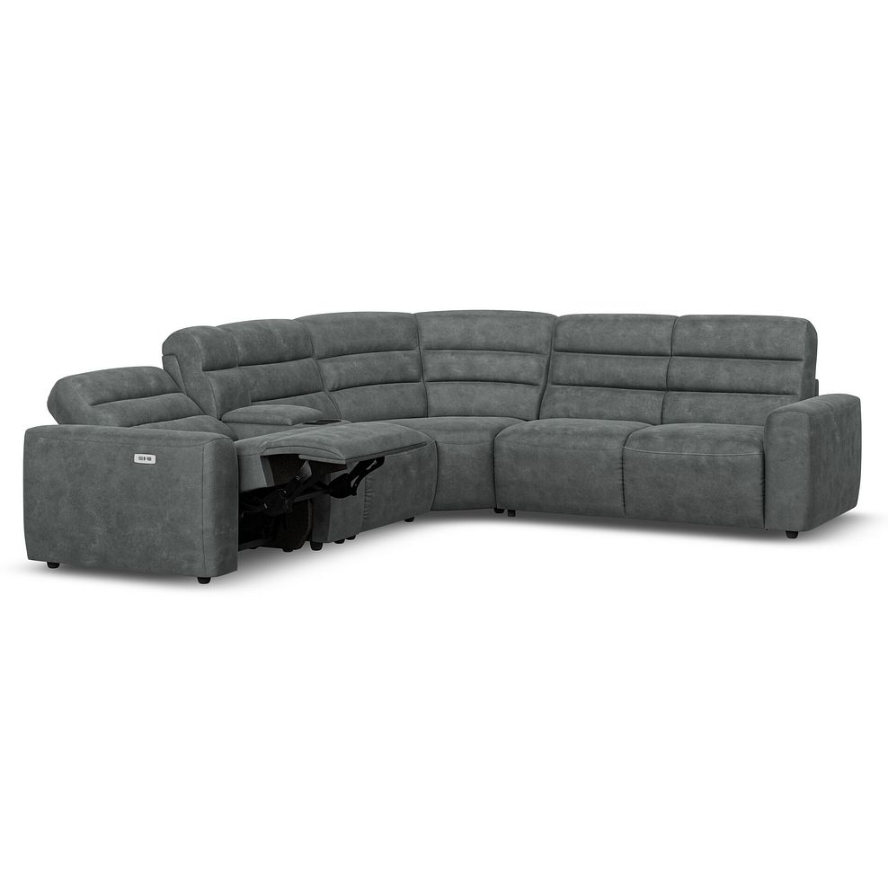Cohen Large Corner Electric Recliner with Right Hand Sofa Bed and Console in Miller Grey Fabric 4