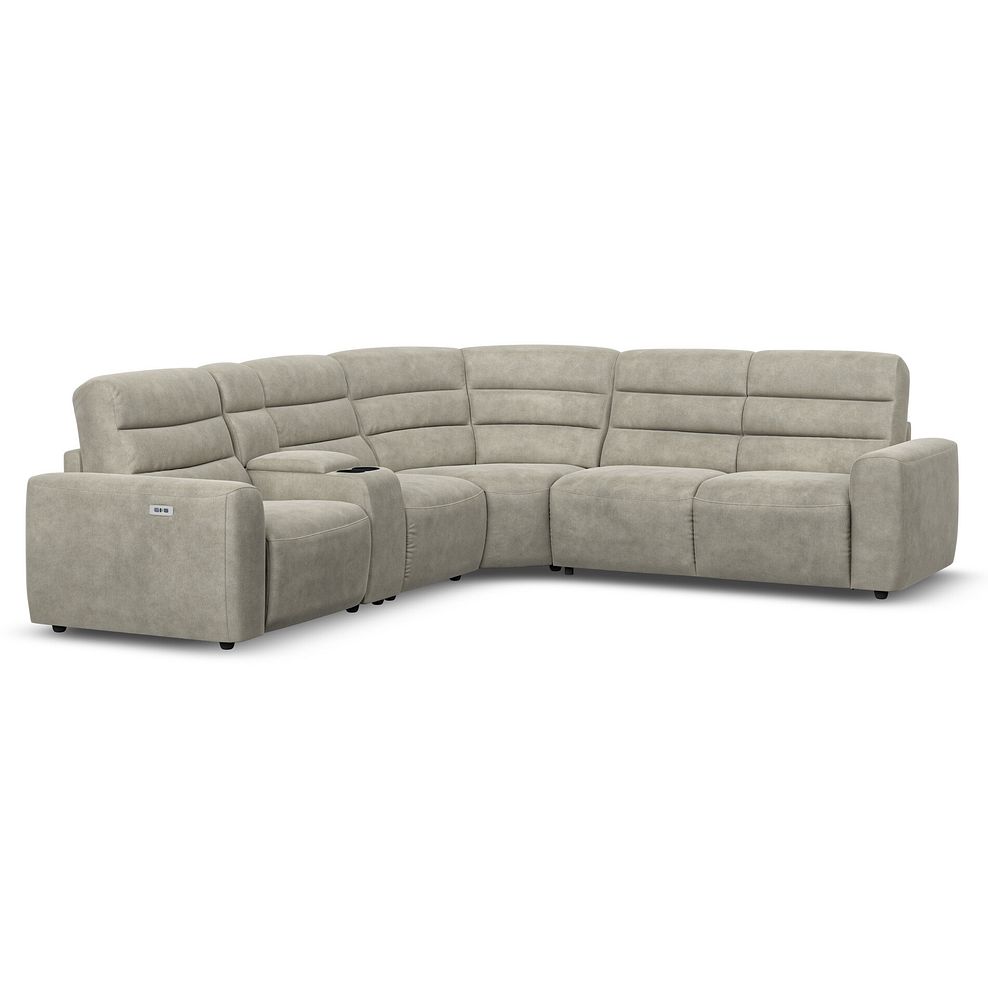 Cohen Large Corner Electric Recliner with Right Hand Sofa Bed and Console in Miller Taupe Fabric 2