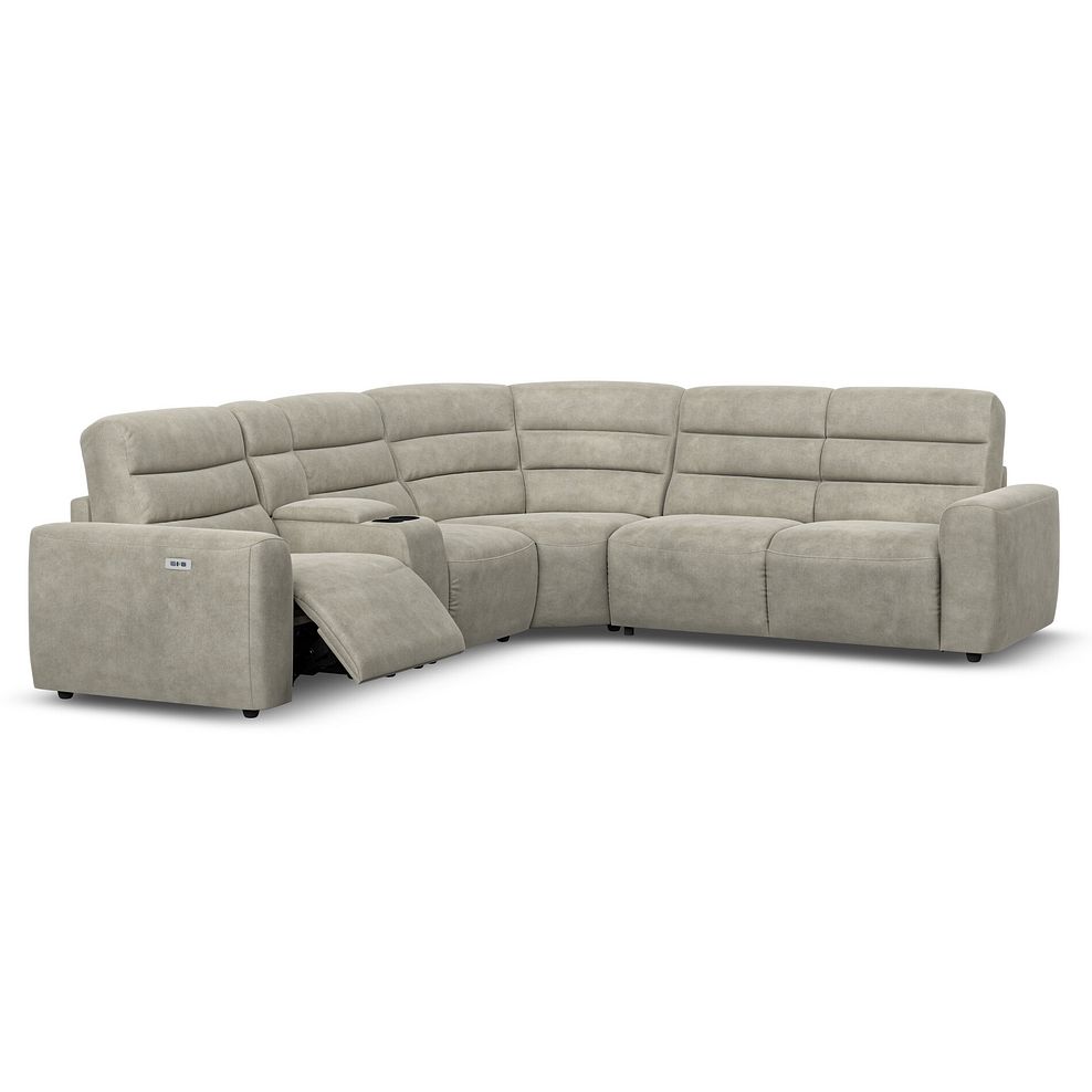 Cohen Large Corner Electric Recliner with Right Hand Sofa Bed and Console in Miller Taupe Fabric 3