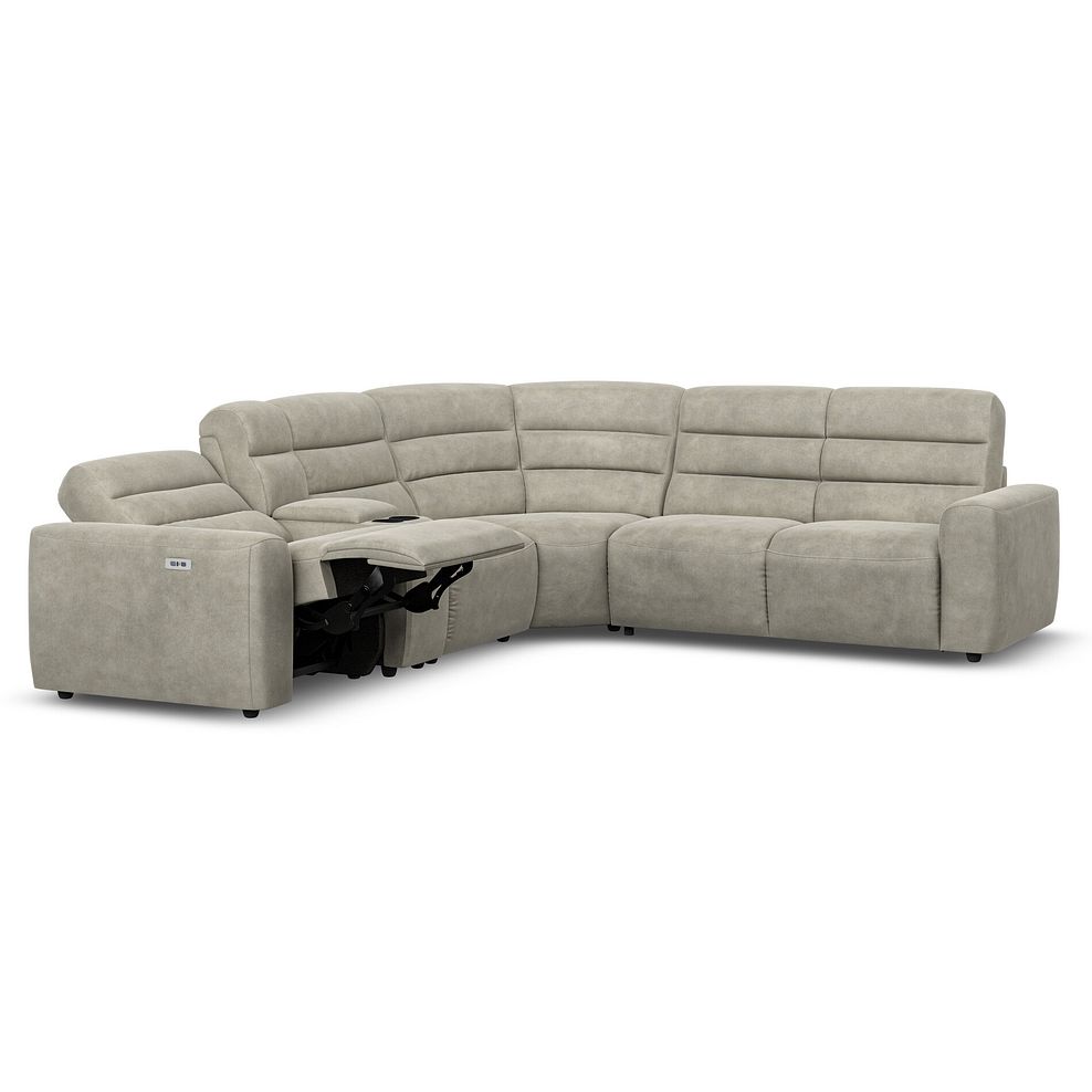 Cohen Large Corner Electric Recliner with Right Hand Sofa Bed and Console in Miller Taupe Fabric 4