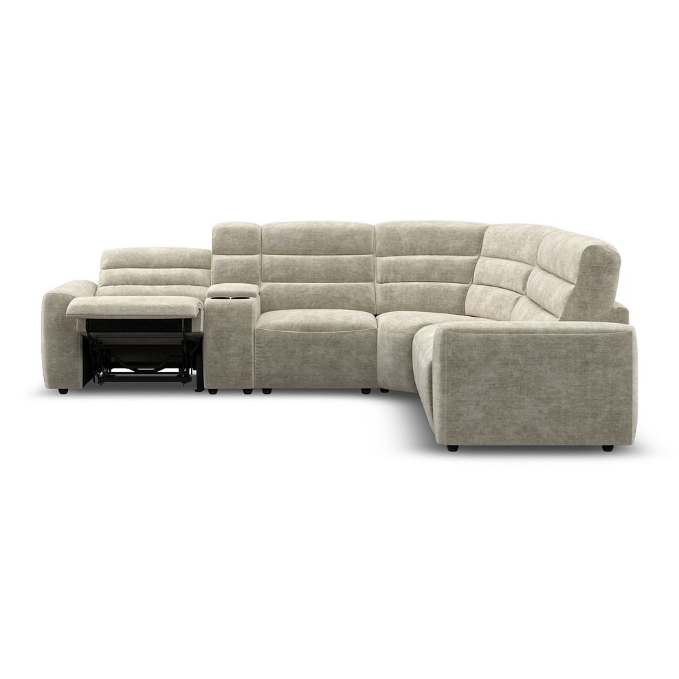 Cohen Large Corner Electric Recliner with Right Hand Sofa Bed and Console in Plush Beige Fabric 8