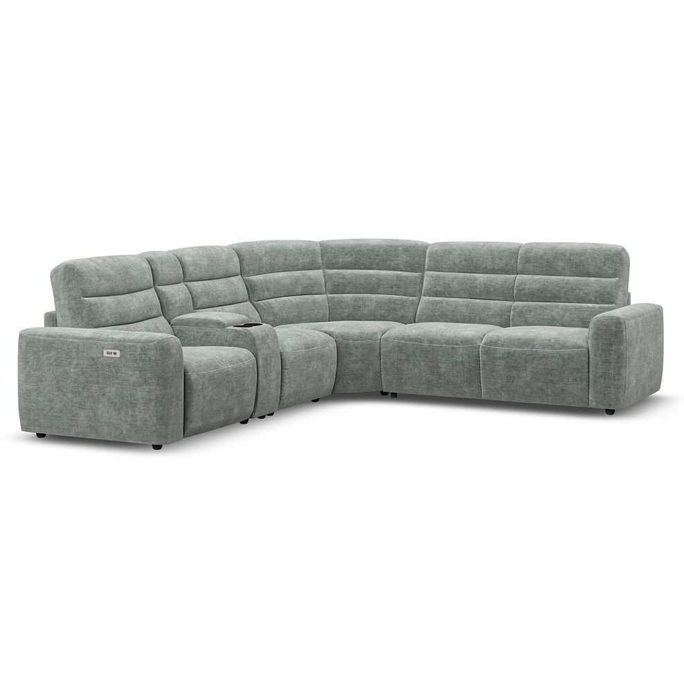Cohen Large Corner Electric Recliner with Right Hand Sofa Bed and Console in Plush Silver Fabric 2