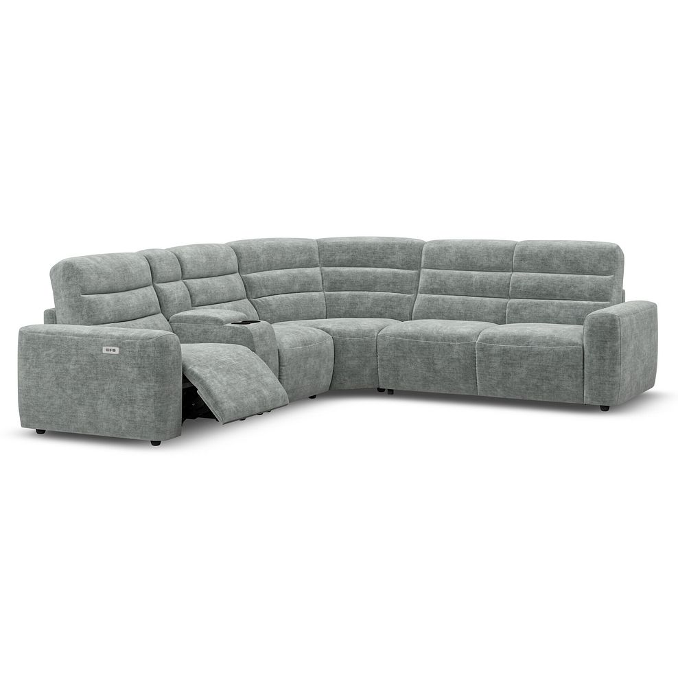 Cohen Large Corner Electric Recliner with Right Hand Sofa Bed and Console in Plush Silver Fabric 3
