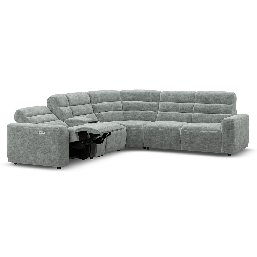 Cohen Large Corner Electric Recliner with Right Hand Sofa Bed and Console in Plush Silver Fabric 4
