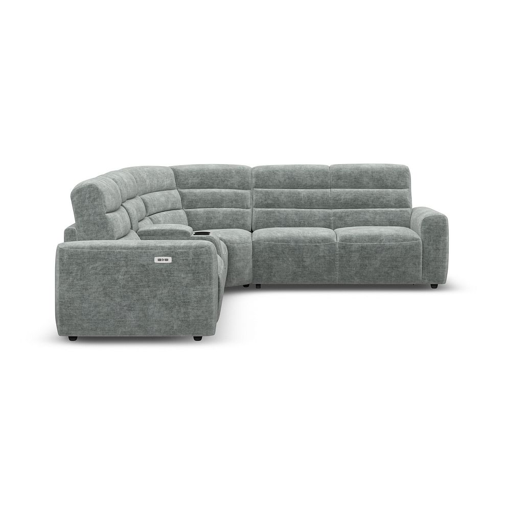 Cohen Large Corner Electric Recliner with Right Hand Sofa Bed and Console in Plush Silver Fabric 5