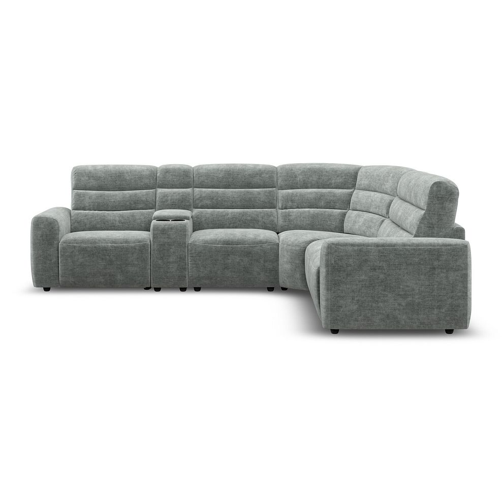 Cohen Large Corner Electric Recliner with Right Hand Sofa Bed and Console in Plush Silver Fabric 7