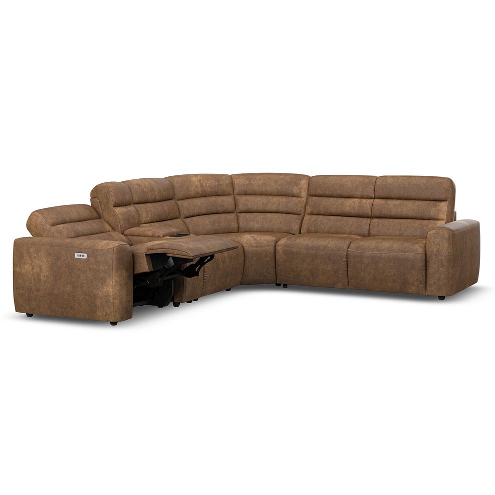 Cohen Large Corner Electric Recliner with Right Hand Sofa Bed and Console in Ranch Brown Fabric 4