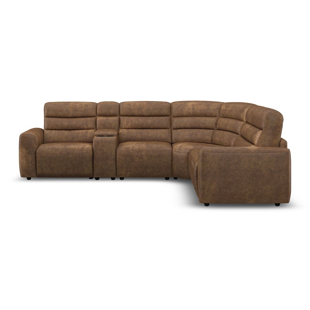 Cohen Large Corner Electric Recliner with Right Hand Sofa Bed and Console in Ranch Brown Fabric 7