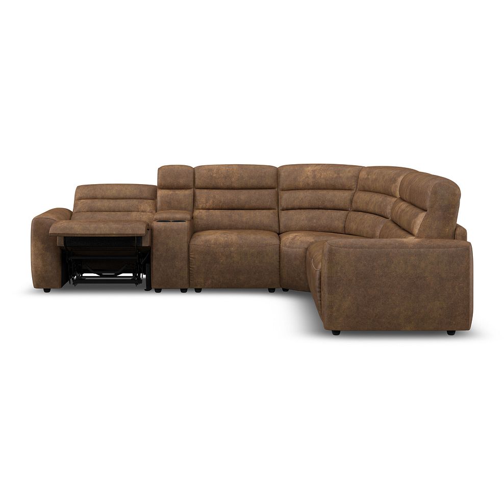Cohen Large Corner Electric Recliner with Right Hand Sofa Bed and Console in Ranch Brown Fabric 8
