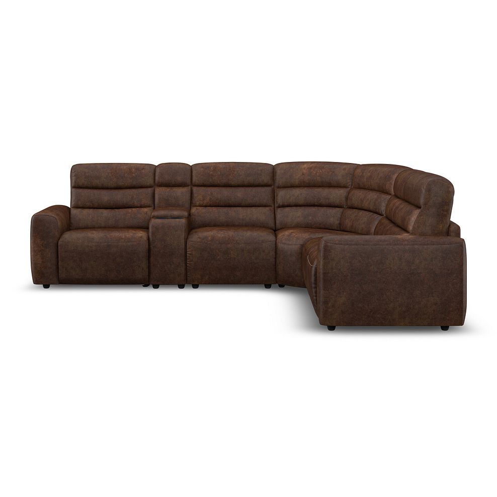 Cohen Large Corner Electric Recliner with Right Hand Sofa Bed and Console in Ranch Dark Brown Fabric 7