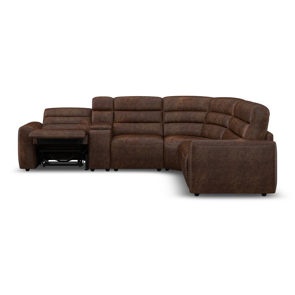 Cohen Large Corner Electric Recliner with Right Hand Sofa Bed and Console in Ranch Dark Brown Fabric 8