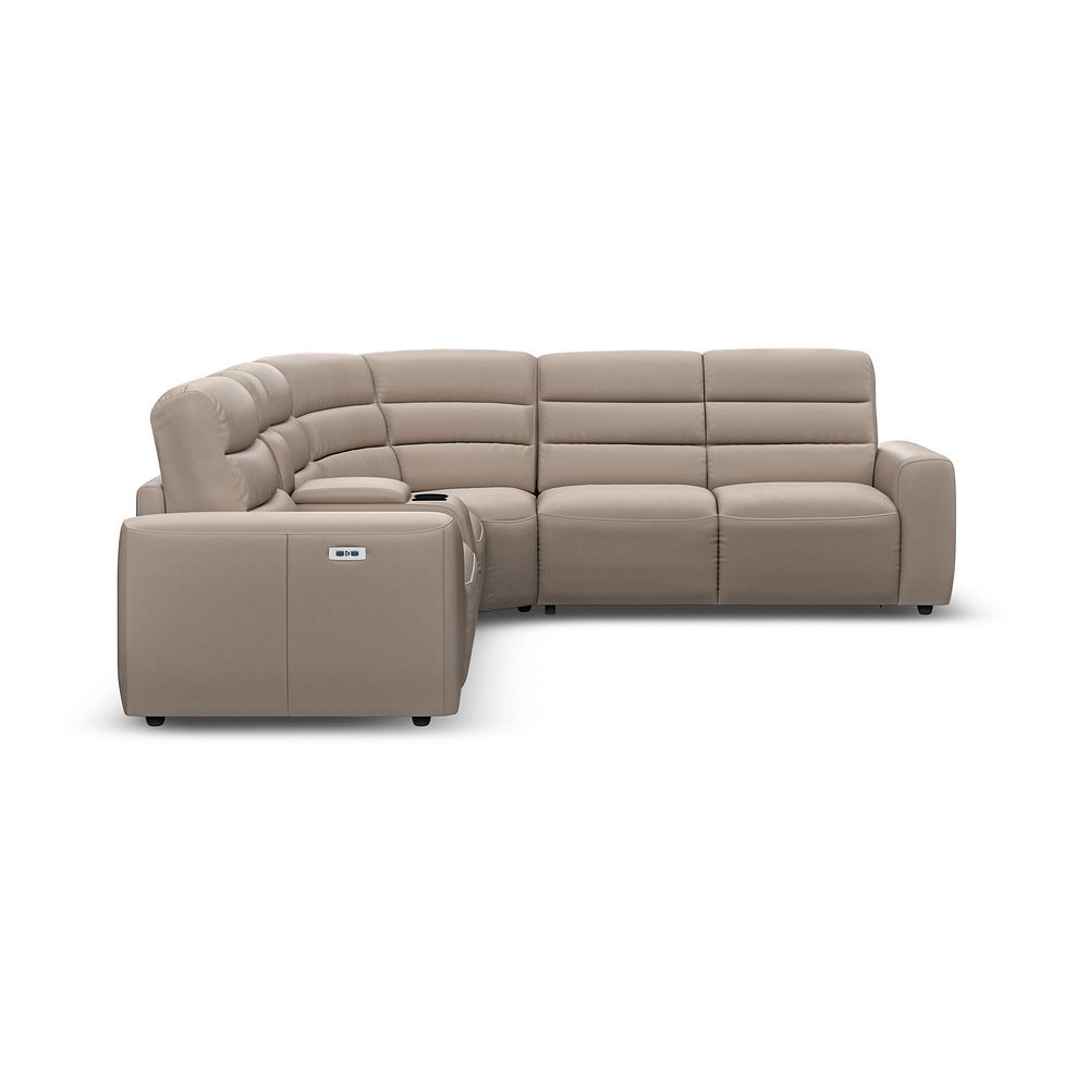 Cohen Large Corner Electric Recliner with Right Hand Sofa Bed and Console in Virgo Buff Leather 5