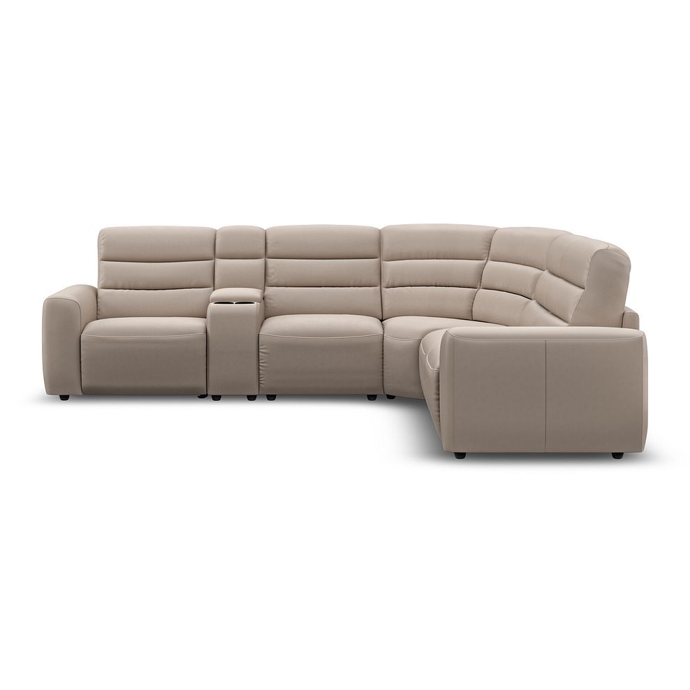 Cohen Large Corner Electric Recliner with Right Hand Sofa Bed and Console in Virgo Buff Leather 7