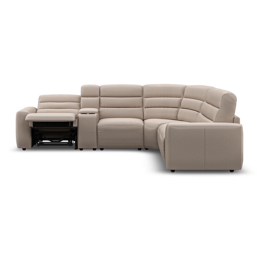 Cohen Large Corner Electric Recliner with Right Hand Sofa Bed and Console in Virgo Buff Leather 8