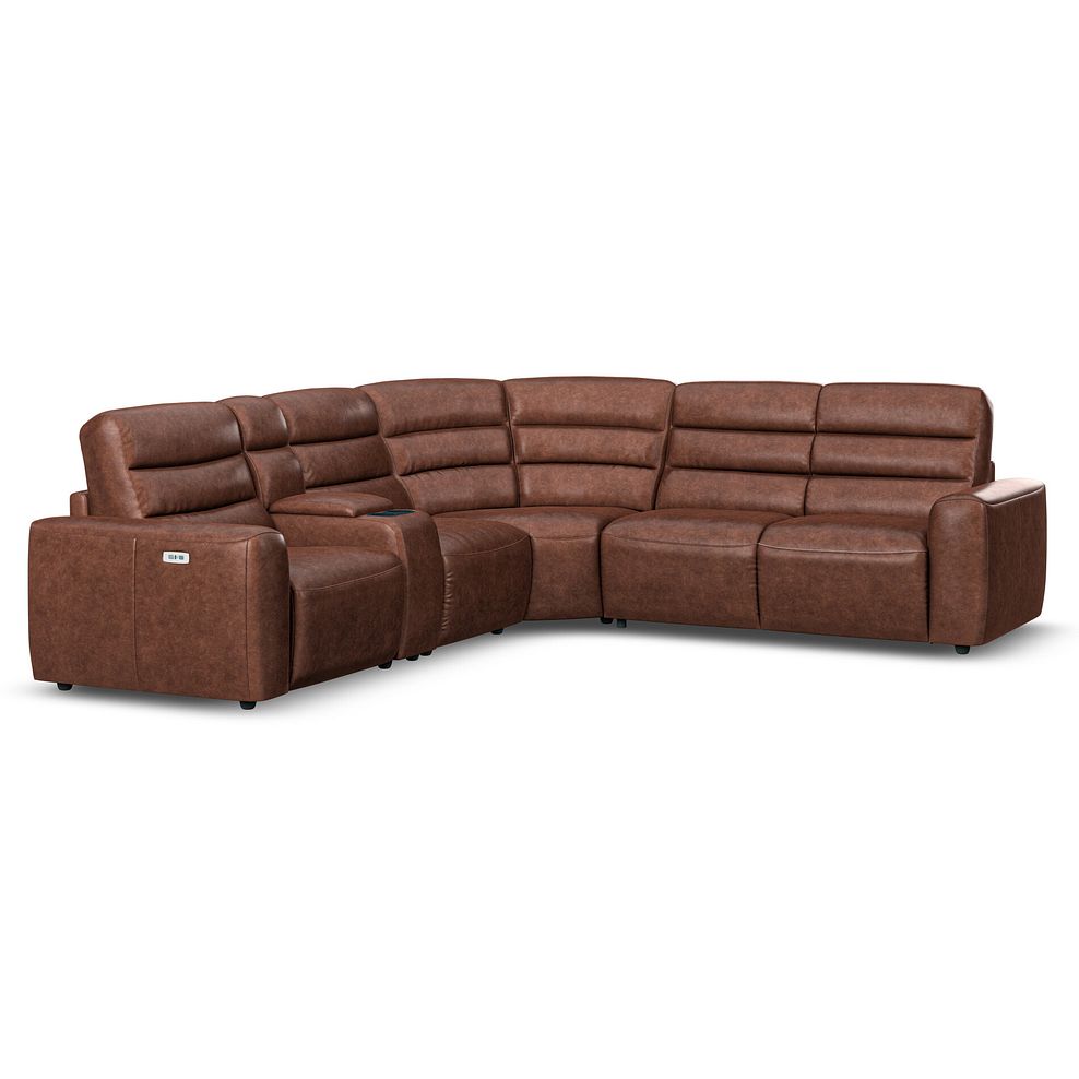 Cohen Large Corner Electric Recliner with Right Hand Sofa Bed and Console in Virgo Chestnut Leather 2