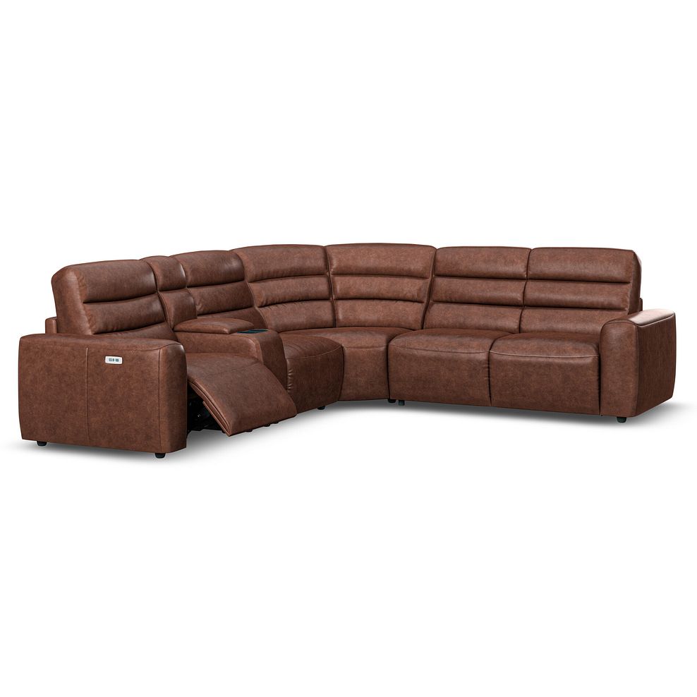Cohen Large Corner Electric Recliner with Right Hand Sofa Bed and Console in Virgo Chestnut Leather 3