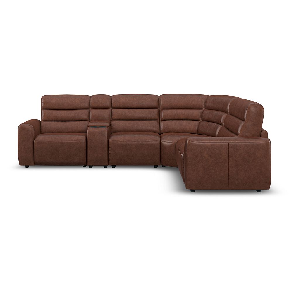 Cohen Large Corner Electric Recliner with Right Hand Sofa Bed and Console in Virgo Chestnut Leather 7