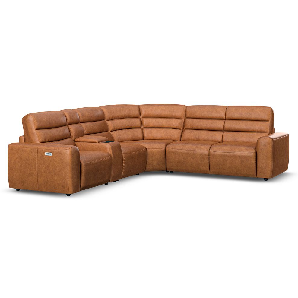 Cohen Large Corner Electric Recliner with Right Hand Sofa Bed and Console in Virgo Cognac Leather 2
