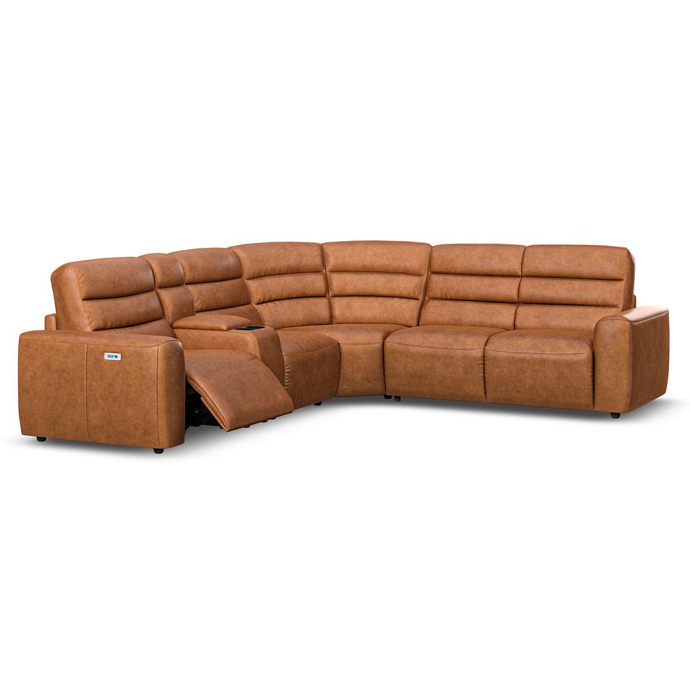 Cohen Large Corner Electric Recliner with Right Hand Sofa Bed and Console in Virgo Cognac Leather 3