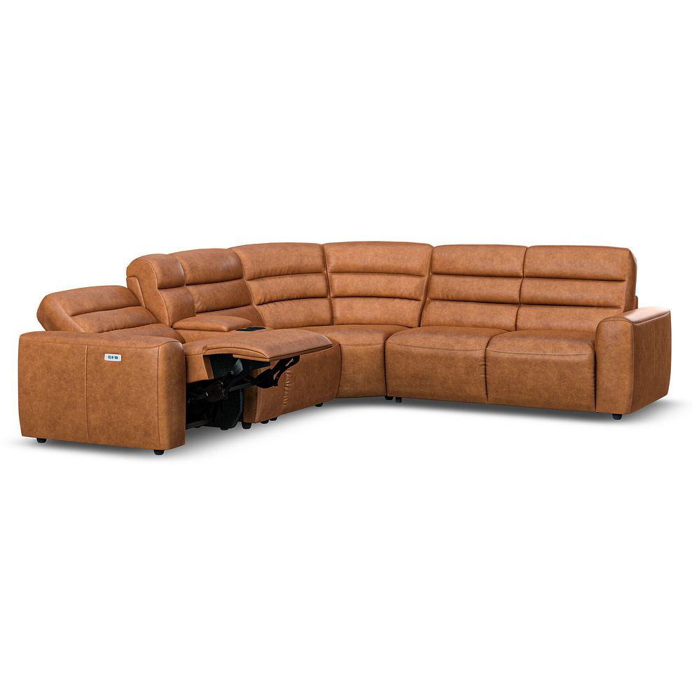 Cohen Large Corner Electric Recliner with Right Hand Sofa Bed and Console in Virgo Cognac Leather 4