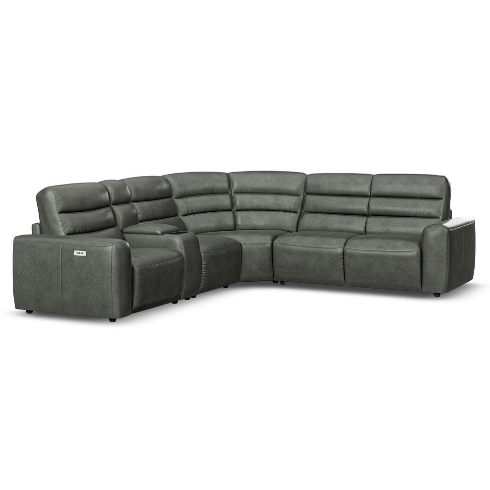 Cohen Large Corner Electric Recliner with Right Hand Sofa Bed and Console in Virgo Lead Leather 2