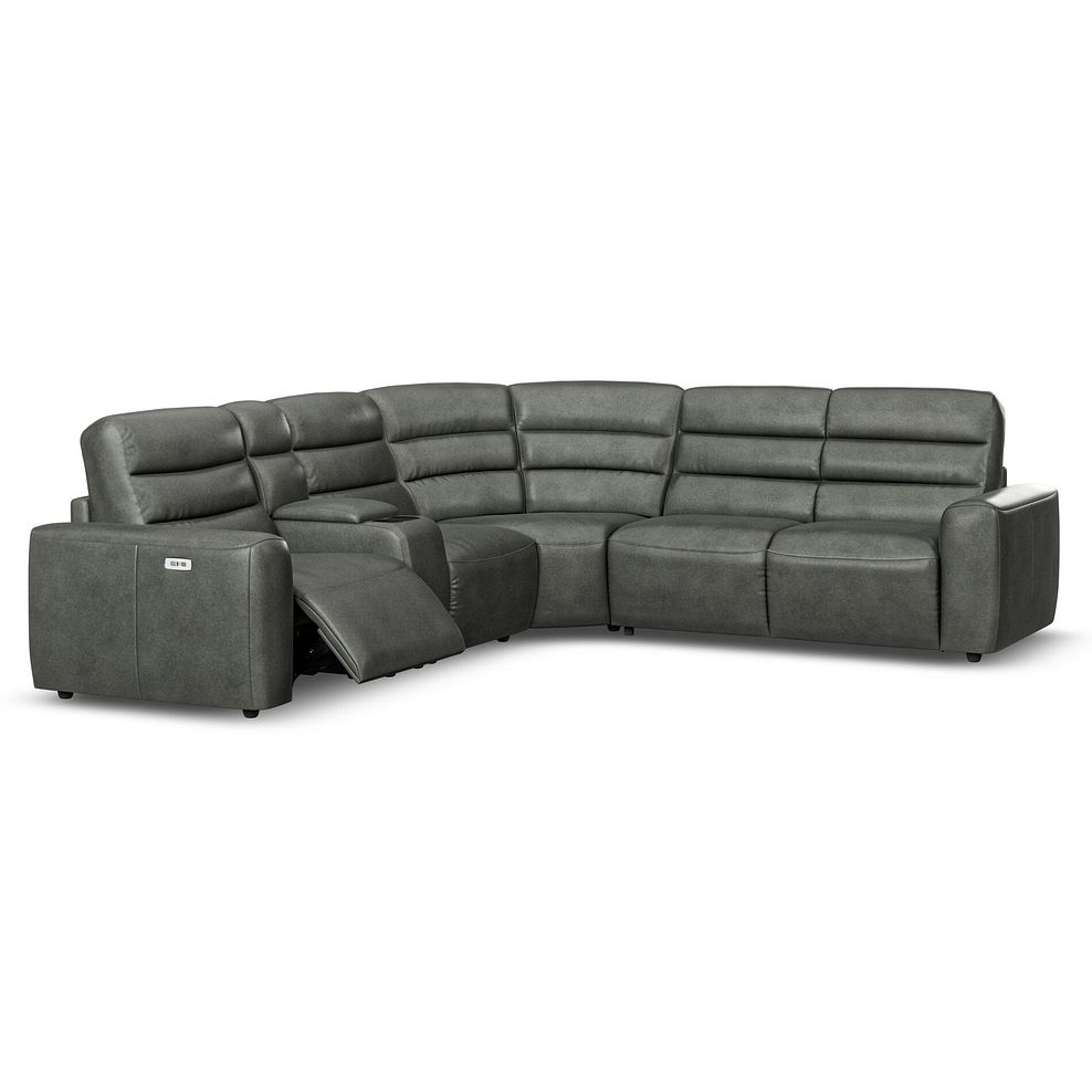 Cohen Large Corner Electric Recliner with Right Hand Sofa Bed and Console in Virgo Lead Leather 3