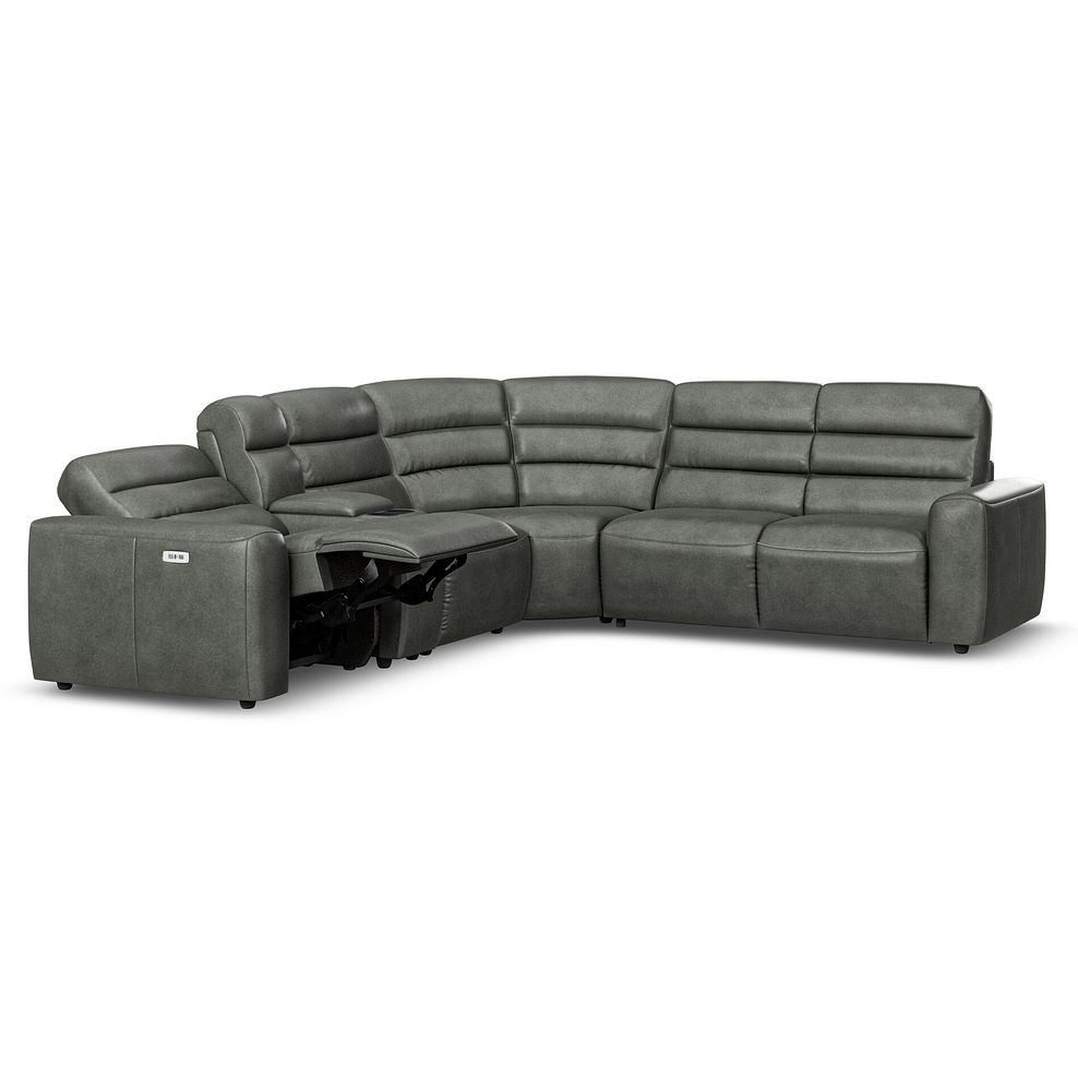 Cohen Large Corner Electric Recliner with Right Hand Sofa Bed and Console in Virgo Lead Leather 4