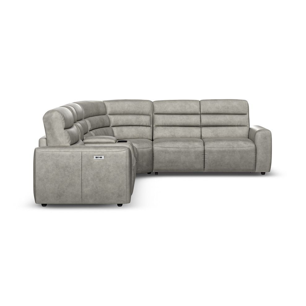 Cohen Large Corner Electric Recliner with Right Hand Sofa Bed and Console in Virgo Platinum Leather 5