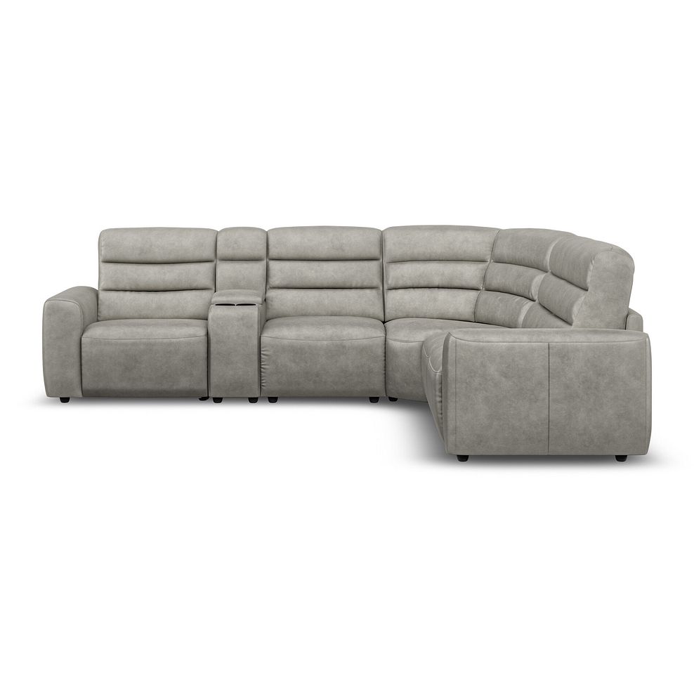 Cohen Large Corner Electric Recliner with Right Hand Sofa Bed and Console in Virgo Platinum Leather 7