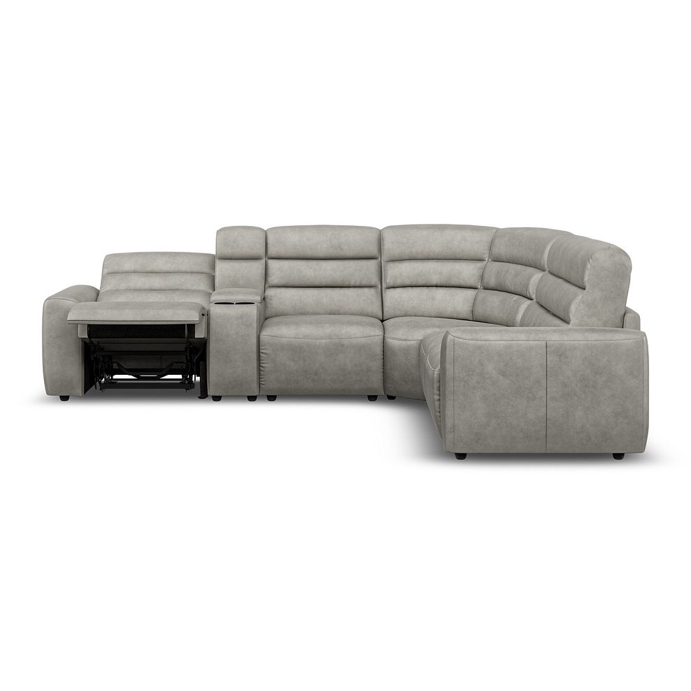 Cohen Large Corner Electric Recliner with Right Hand Sofa Bed and Console in Virgo Platinum Leather 8
