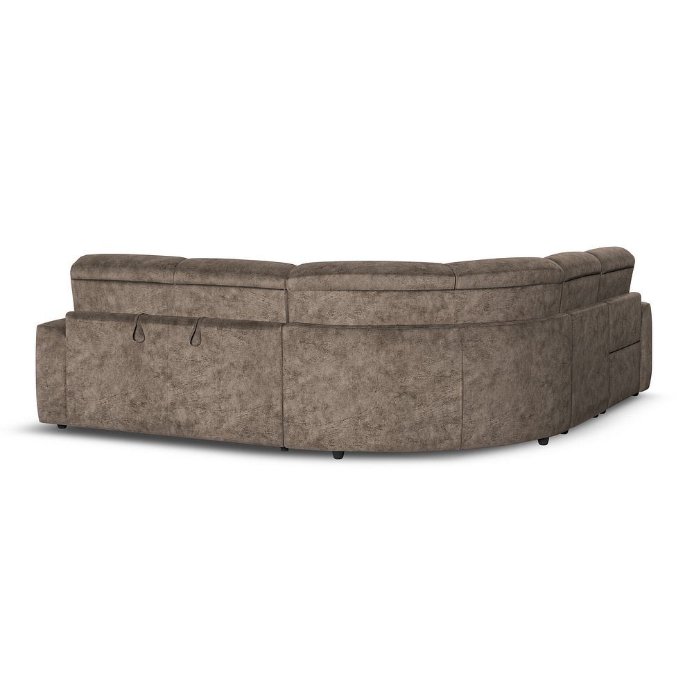 Cohen Large Corner Electric Recliner with Right Hand Sofa Bed in  Dapple Chocolate Fabric 6