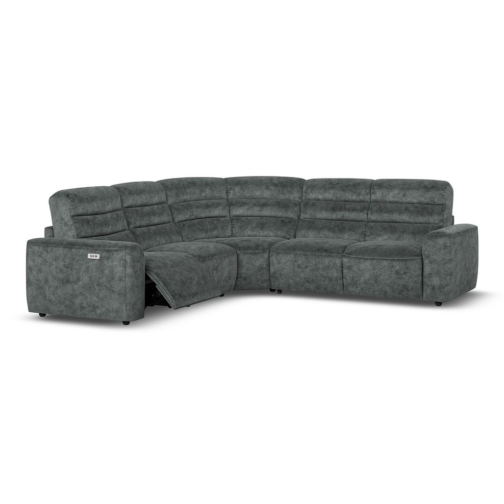 Cohen Large Corner Electric Recliner with Right Hand Sofa Bed in Dapple Grey Fabric 3