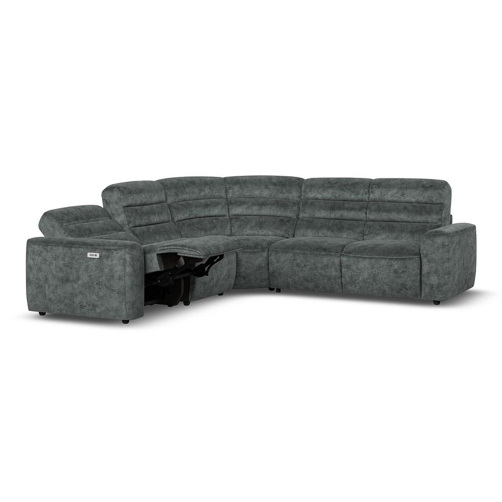 Cohen Large Corner Electric Recliner with Right Hand Sofa Bed in Dapple Grey Fabric 4