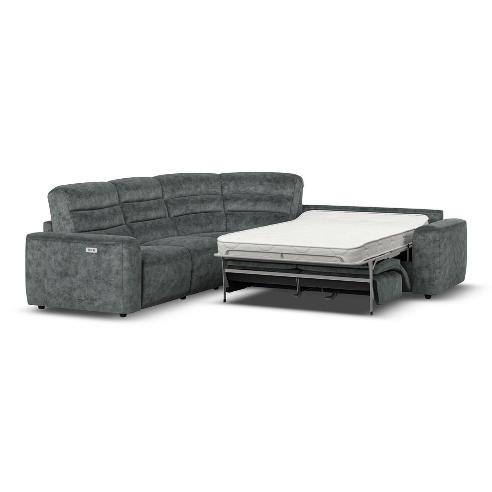 Cohen Large Corner Electric Recliner with Right Hand Sofa Bed in Dapple Grey Fabric 1