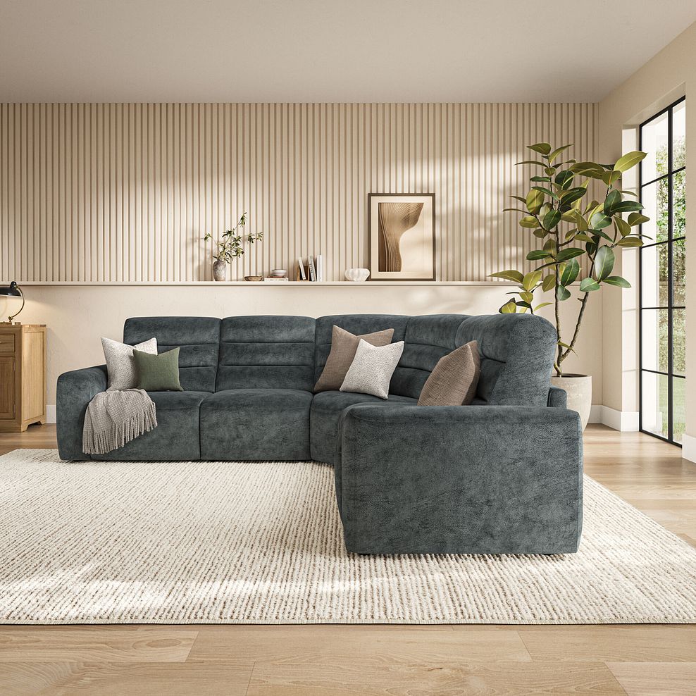 Cohen Large Corner Electric Recliner with Right Hand Sofa Bed in Dapple Grey Fabric 4